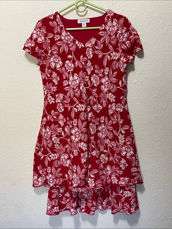Coldwater Creek Dresses & Skirts - Coldwater Creek Women's Red And White Floral Ruffled Dress. Good Condition.
